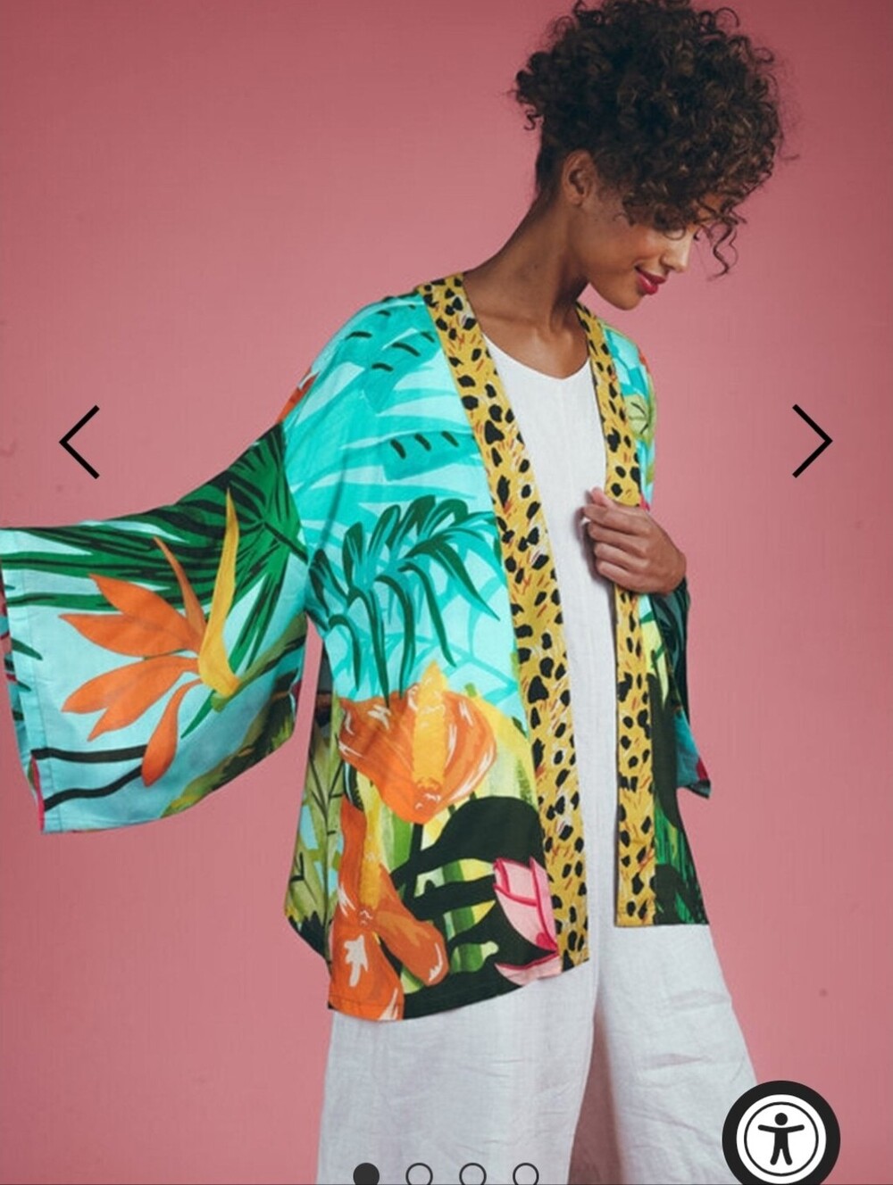 Powder UK Cheetah Tropical Jungle Print Kimono Jacket OS Dopimine Tropical